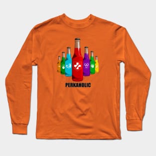 Zombie Perks in Triangle Perkaholic on Orange Long Sleeve T-Shirt